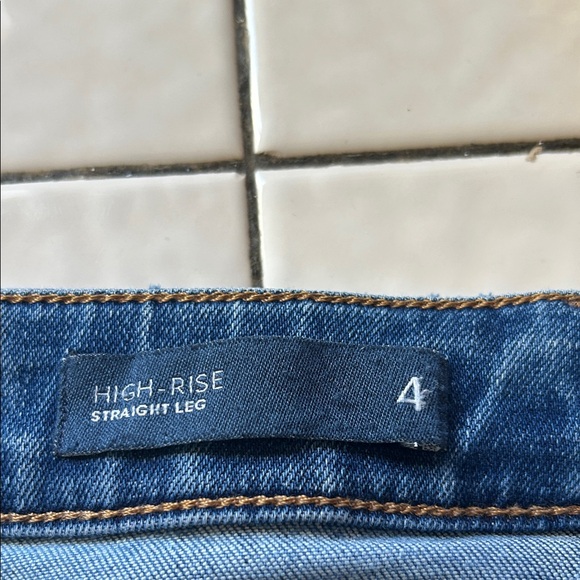 J. Jill High Rise Straight Denim Jeans Size 4 Cuffed Detail - Picture 5 of 5